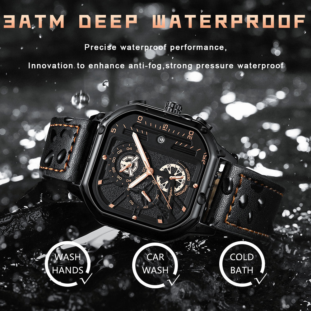 Casual Leather Quartz Watches Waterproof Luminous Men‘s Wristwatch