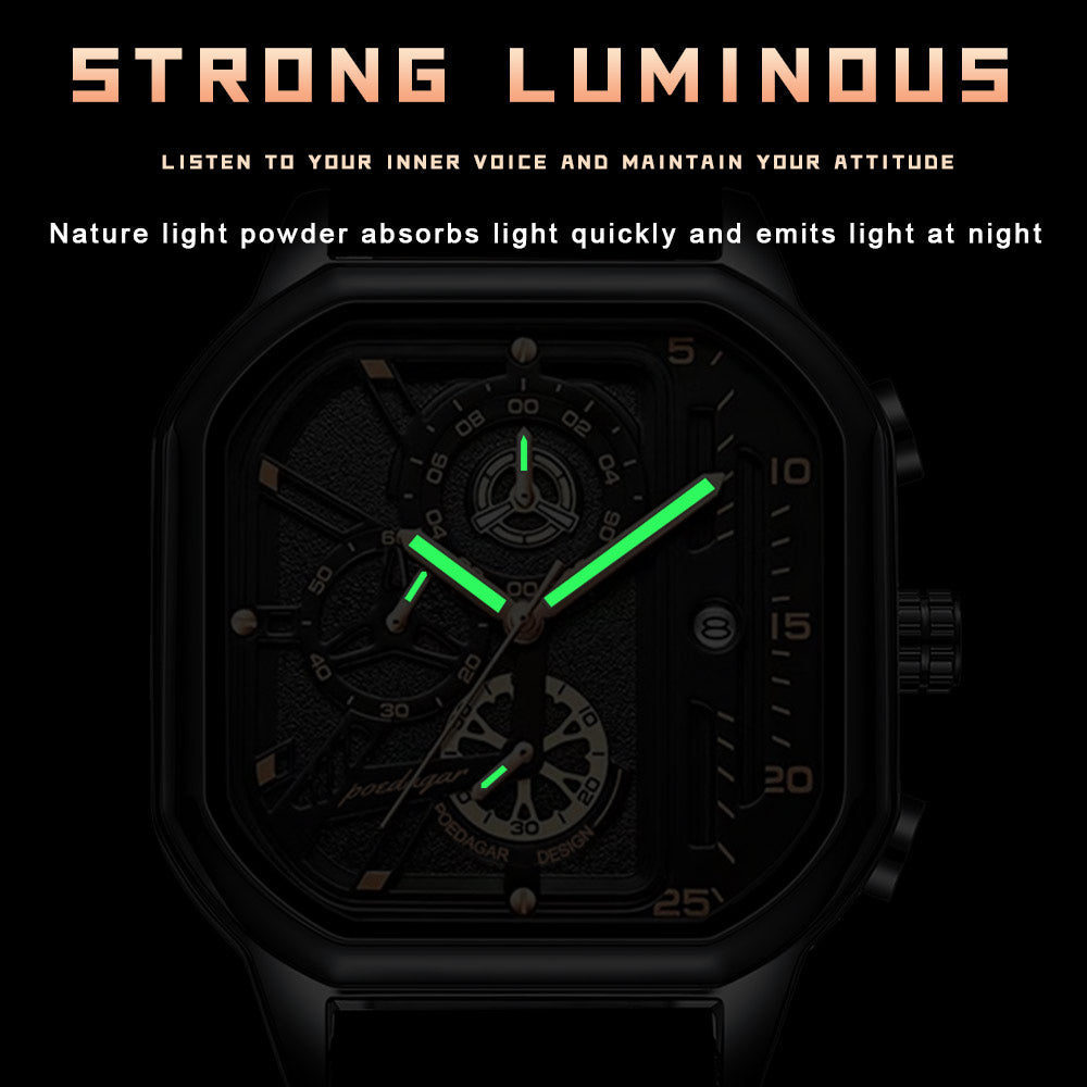 Casual Leather Quartz Watches Waterproof Luminous Men‘s Wristwatch