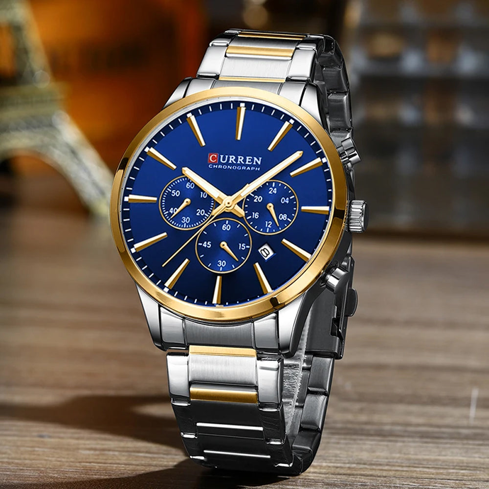 Curren Watches Men Top Brand Luxury Casual Sport Men's Watch Stainless Steel Business Man Clock Fashion Chronograph Wristwatch