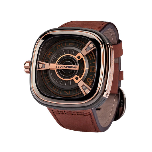 Seven Friday Leather Quartz Brown Watches Waterproof Luminous Men‘s Wristwatch