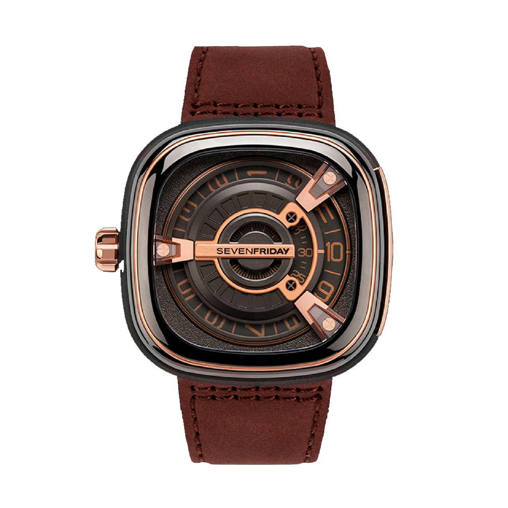 Seven Friday Leather Quartz Brown Watches Waterproof Luminous Men‘s Wristwatch