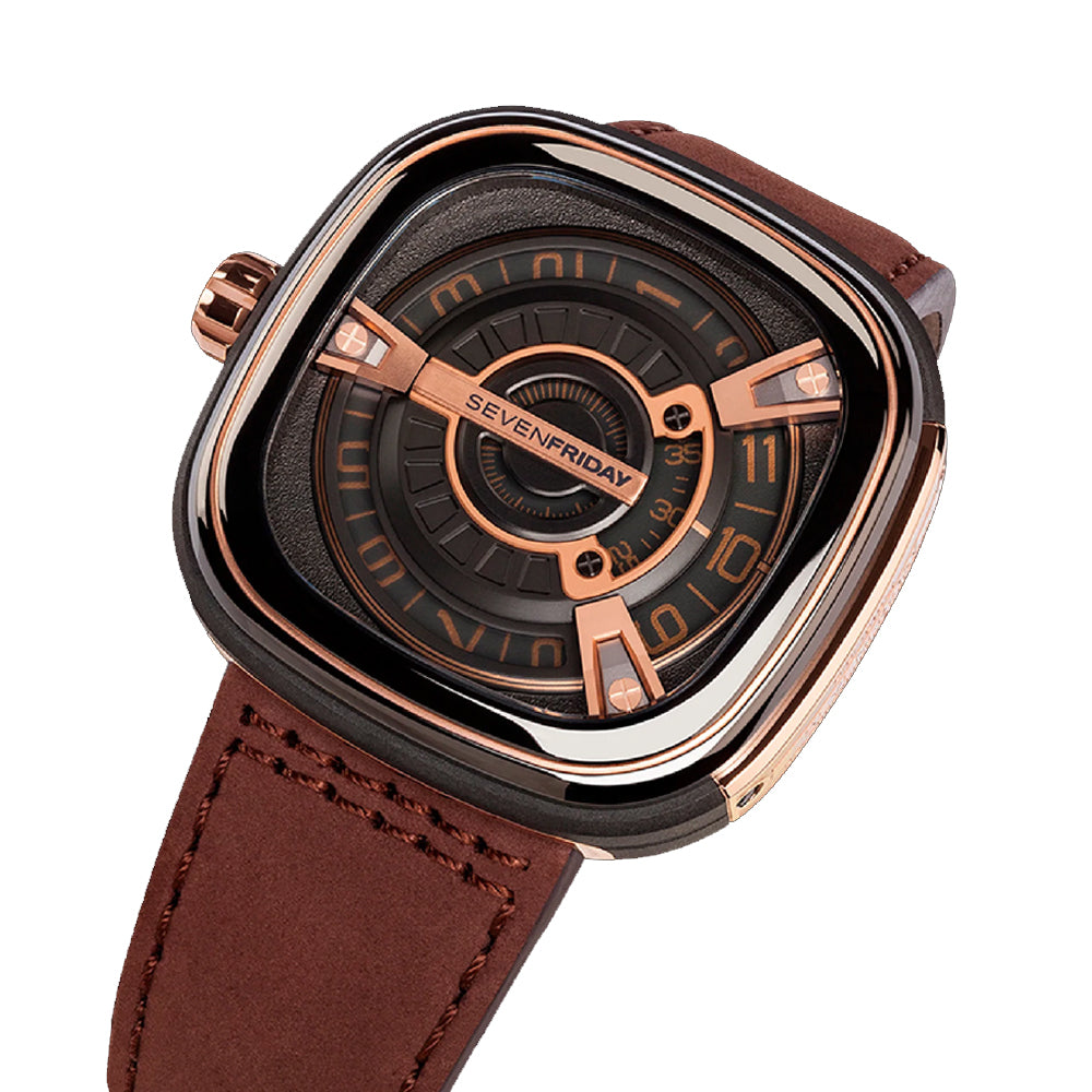 Seven Friday Leather Quartz Brown Watches Waterproof Luminous Men‘s Wristwatch